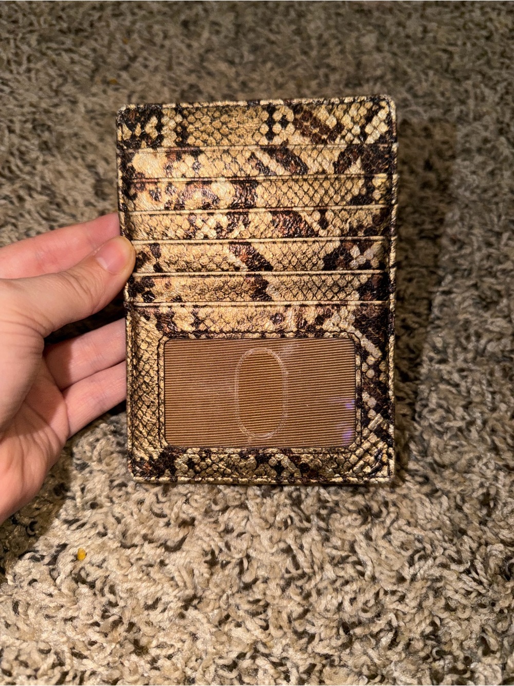 Snake Print Hobo Card Holder - Tan and Brown